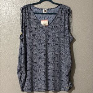 Anne Klein Navy & White Polka Dot Top, 3X